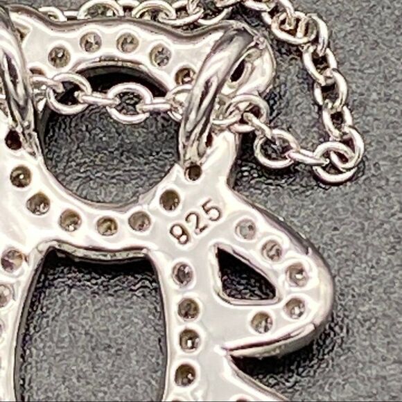 Sterling Silver Cubic Zirconia Teddy Bear Necklace - Picture 6 of 11